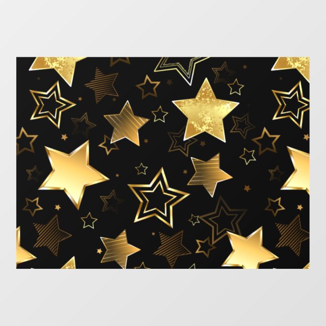 Autocollant Pour Fenêtre Motif sans couture avec étoiles d'or (Feuille)