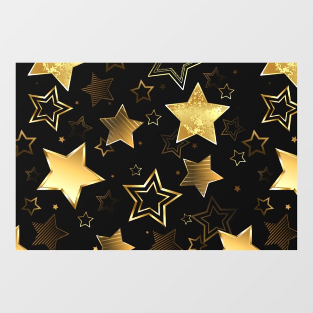 Autocollant Pour Fenêtre Motif sans couture avec étoiles d'or (Feuille)