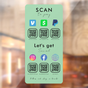 Autocollant Pour Fenêtre Multi QR Code Social Media Scan Pour Payer Mint Gr