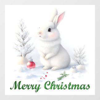 Autocollant Pour Fenêtre Neige lapin Joyeux Noël Fenêtre Clair