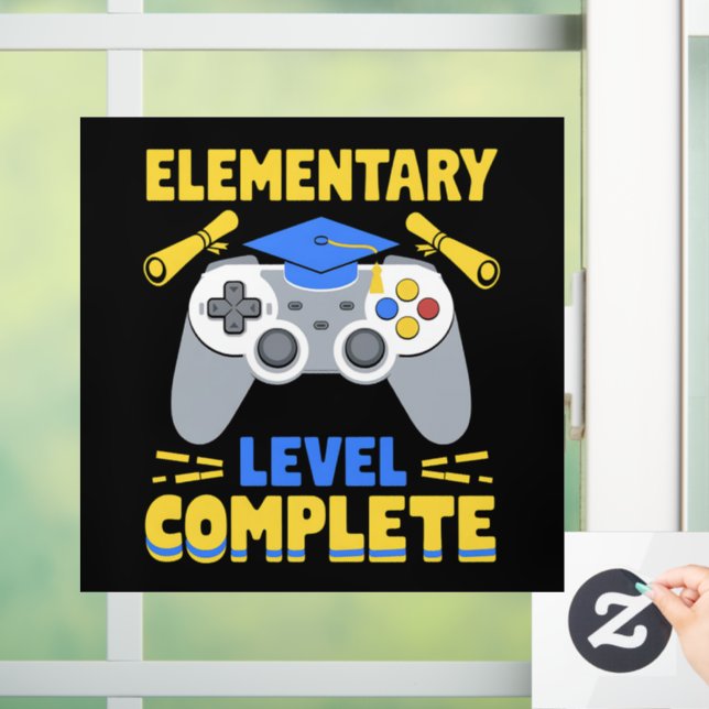 Autocollant Pour Fenêtre Niveau élémentaire Complet Jeu Gamer Graduation (Maison)