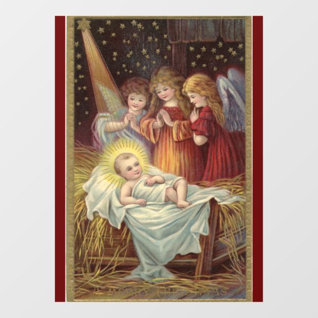 Autocollant Pour Fenêtre Noël Bébé Jésus Clouage de fenêtre (Feuille)