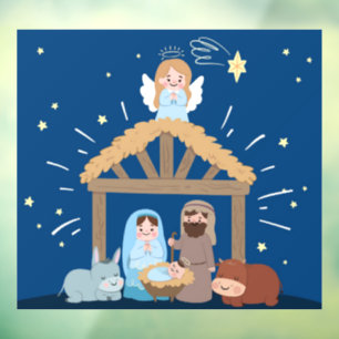 Autocollant Pour Fenêtre Noël Bébé Jésus Fenêtre Nativité Clôture
