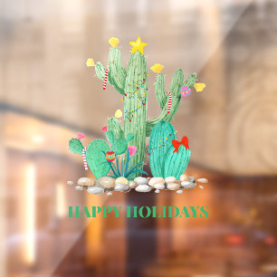 Autocollant Pour Fenêtre Noël Cactus Southwest Desert Holiday