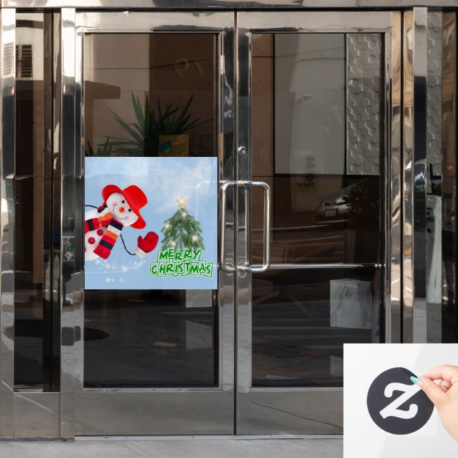 Autocollant Pour Fenêtre Noël Drôle souriant Snowman Clouer la fenêtre (Porte de bureau)
