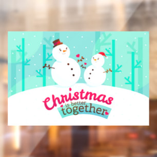 Autocollant Pour Fenêtre Noël est mieux ensemble Snowmen Clair fenêtre