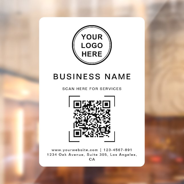 Autocollant Pour Fenêtre Nom de l'entreprise Code QR Logo Blanc (Feuille 2)