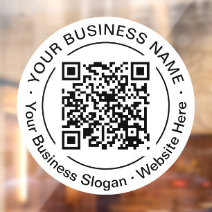 Autocollant Pour Fenêtre Nom d'entreprise Moderne à Code QR Noir Rond avec