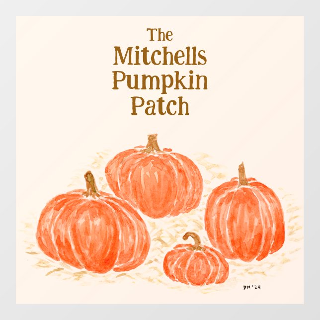 Autocollant Pour Fenêtre NOM PERSONNALISÉ DU Patch Citrouille Aquarelle (Feuille)