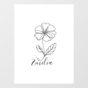 Autocollant Pour Fenêtre Nom personnalisé Février primrose Fleur de naissan