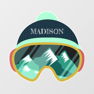 Autocollant Pour Fenêtre Nom personnalisé Masque de ski