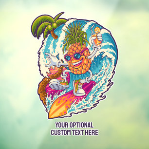 Autocollant Pour Fenêtre Nom personnalisé Surfing Pineapple