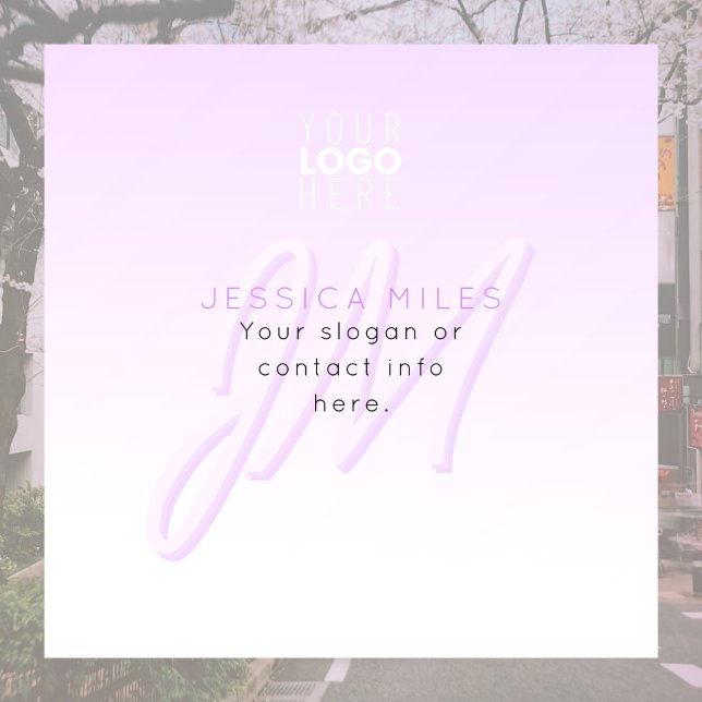 Autocollant Pour Fenêtre Nom professionnel et Modèle Slogan | Violet clair (Créateur téléchargé)