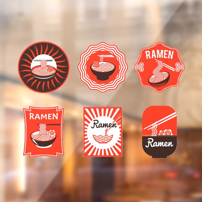 Autocollant Pour Fenêtre Nouilles Ramen Japonaises Servi Ici Restaurant 2 (Feuille 2)