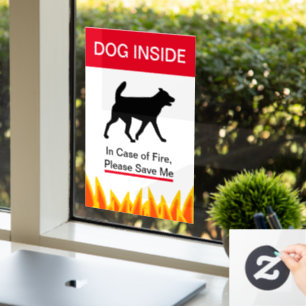 Autocollant Pour Fenêtre NOUVEAUTÉ ! Chien à l'intérieur En coque de feu -P