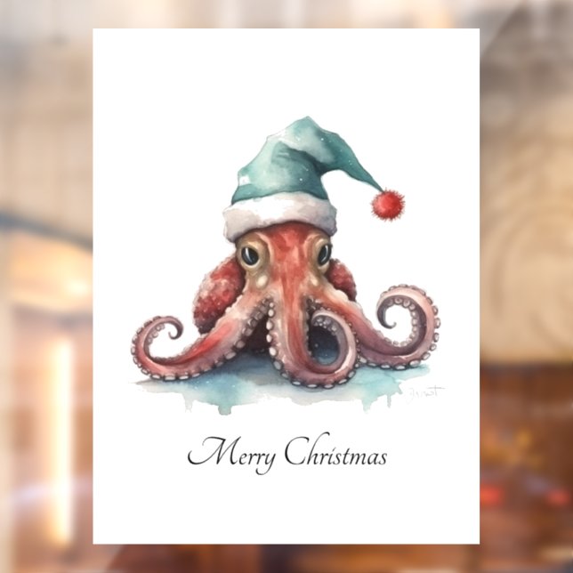 Autocollant Pour Fenêtre Octopus Christmas Joy, coutume (Feuille 2)