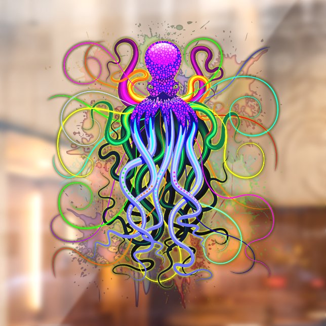 Autocollant Pour Fenêtre Octopus Luminescence psychédélique (Feuille 2)