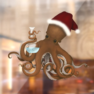 Autocollant Pour Fenêtre Octopus scientifique Steampunk avec le Noël du Pèr