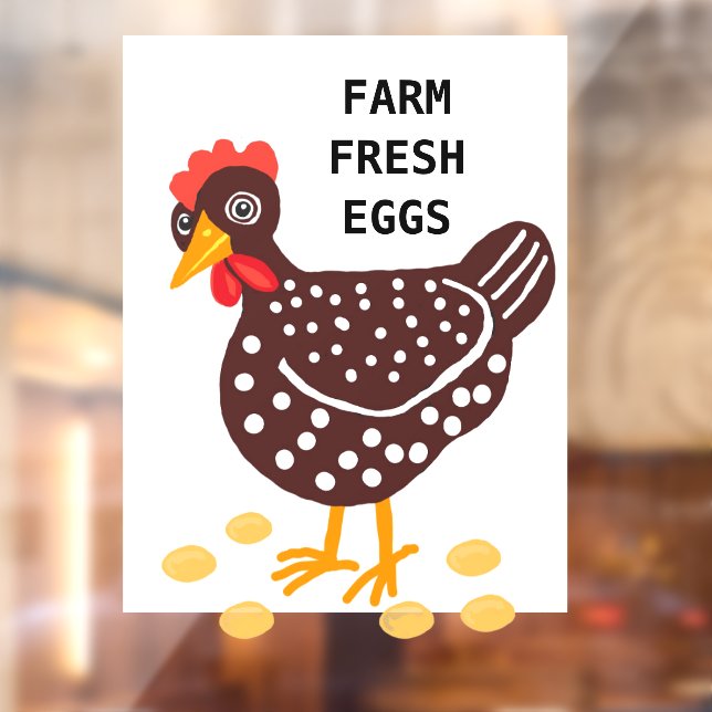 Autocollant Pour Fenêtre OEufs frais de ferme (Feuille 2)