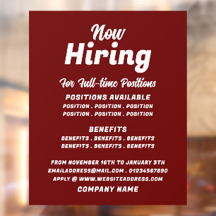 Autocollant Pour Fenêtre Offre d'emploi à la mode Recrutement Publicité