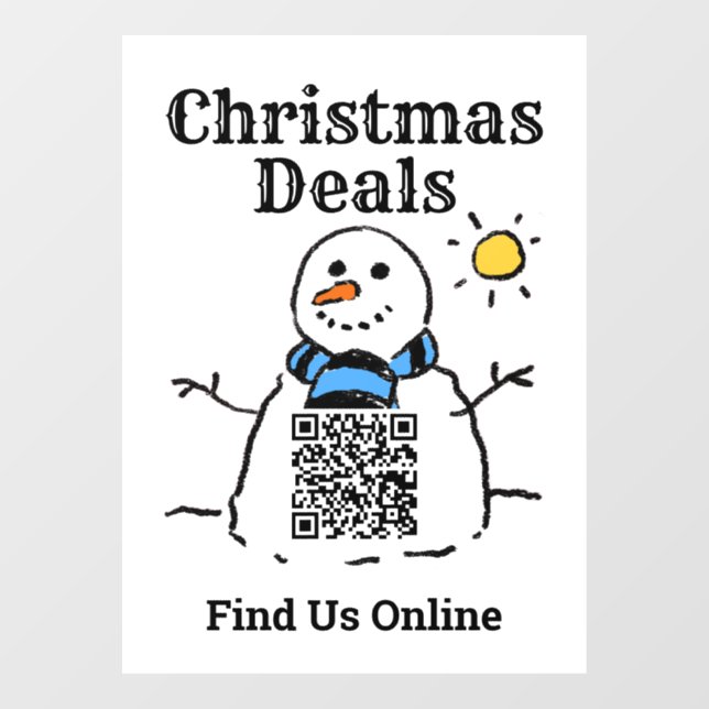 Autocollant Pour Fenêtre Offres de Noël en ligne avec code QR (Feuille)