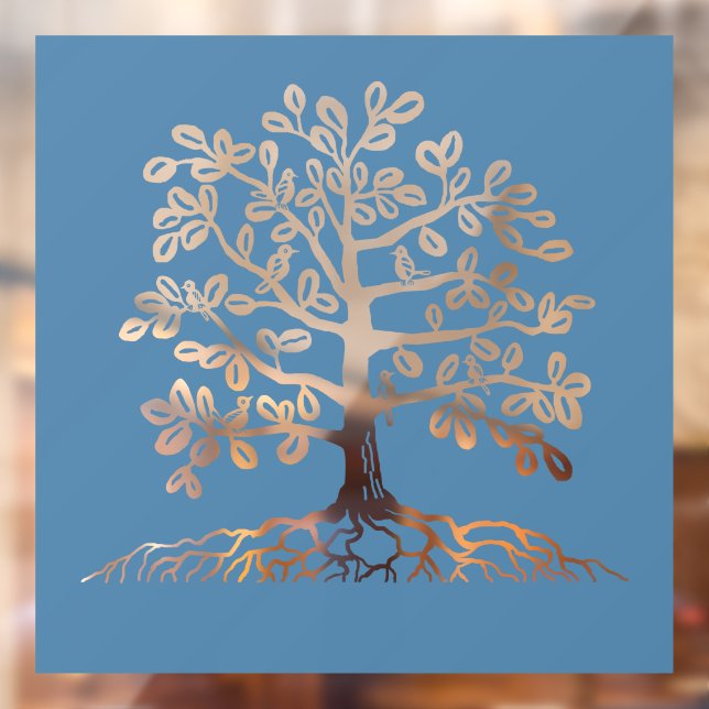 Autocollant Pour Fenêtre Oiseaux dans une découpe d'arbre (Feuille 2)