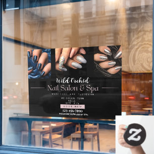 Autocollant Pour Fenêtre Ongles Pailletés Personnalisés Salon de Manucure B