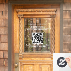 Autocollant Pour Fenêtre Opaque   Menu QR Code Commander Transparent Windo