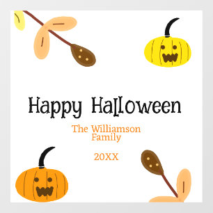 Autocollant Pour Fenêtre Orange jaune automne heureux halloween ajouter fam