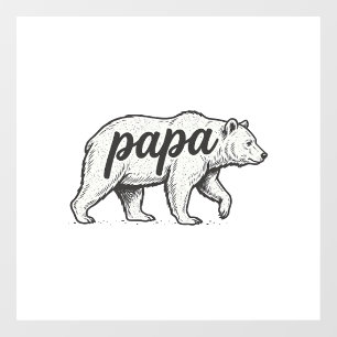 Autocollant Pour Fenêtre Ours Papa Gravure Vintage Vector Design_1