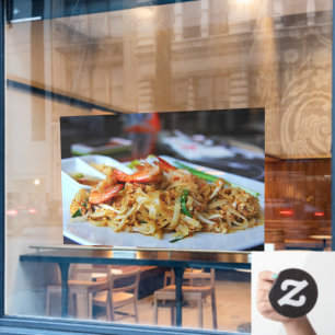 Autocollant Pour Fenêtre Pad Thaï Faim Crevettes Nouilles Restaurant Thaïla