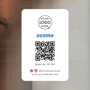 Autocollant Pour Fenêtre Paiement du code QR Venmo   Analyser pour payer le