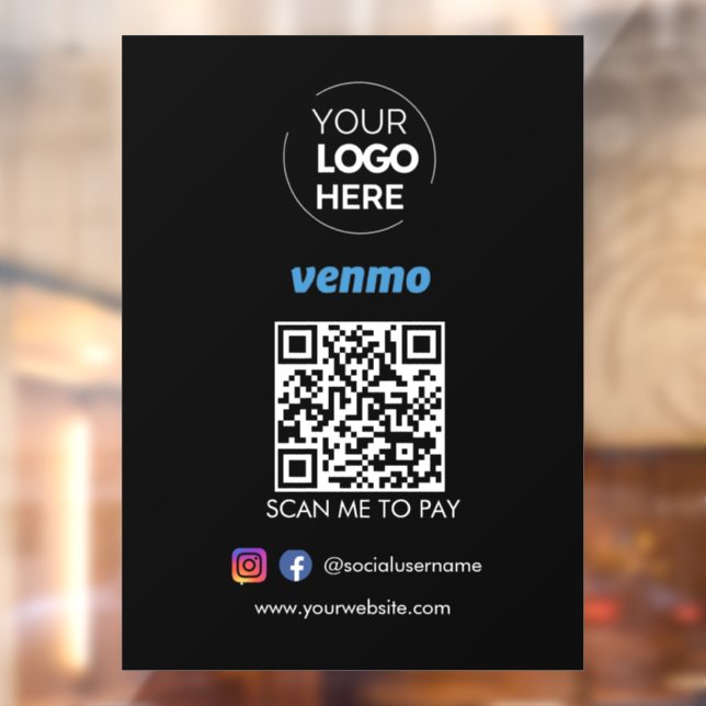 Autocollant Pour Fenêtre Paiement du code QR Venmo | Numériser pour payer n (Feuille 2)