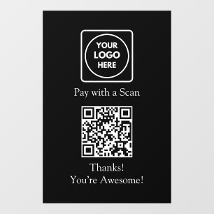 Autocollant Pour Fenêtre Paiement QR personnalisé noir Affichage sans con