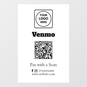 Autocollant Pour Fenêtre Paiement QR Venmo Scannez pour payer l'affichage