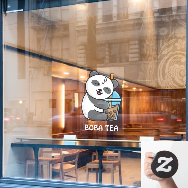 Autocollant Pour Fenêtre Panda Bear Boba Tea Bubble Boire Publicité (Fenêtre de café)
