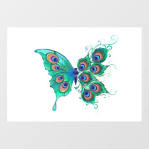 Autocollant Pour Fenêtre Papillon aux plumes de paon vert