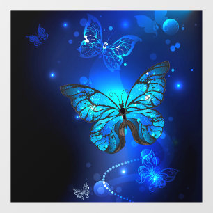Autocollant Pour Fenêtre Papillon Morpho sur fond sombre
