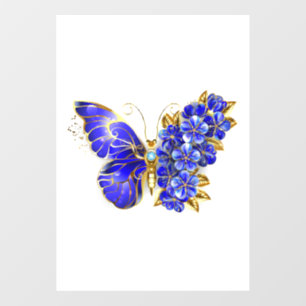 Autocollant Pour Fenêtre Papillon saphir à fleurs