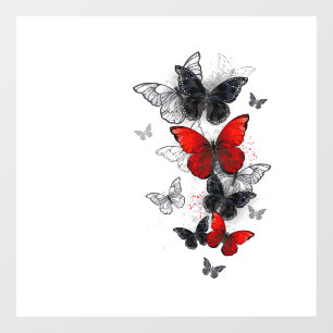 Autocollant Pour Fenêtre Papillons noirs et rouges volants