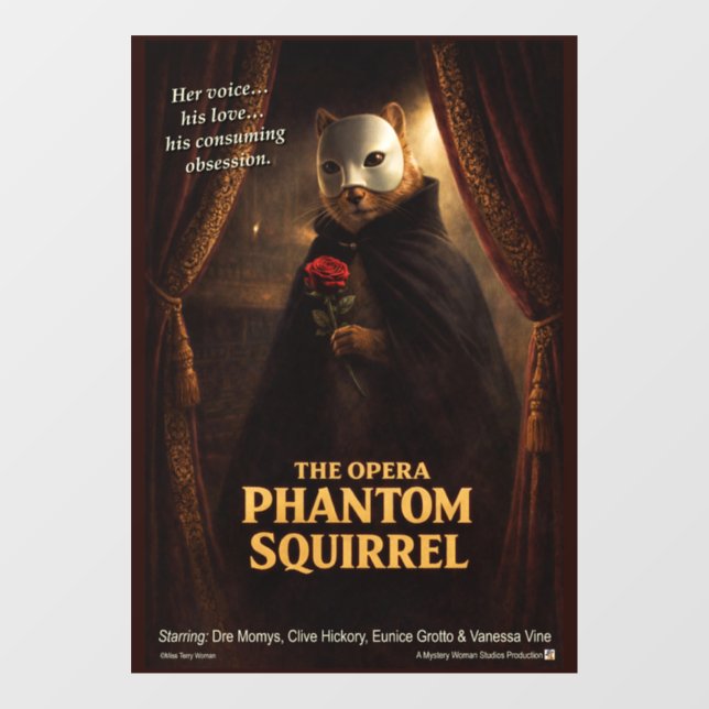 Autocollant Pour Fenêtre Parodie de l'Opéra Fantôme Écureuil (Feuille)