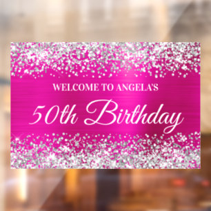 Autocollant Pour Fenêtre Parties scintillant d'argent Hot rose 50e annivers