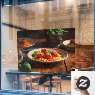 Autocollant Pour Fenêtre Pâtes Spaghetti Italien Boulettes de Viande Sauce