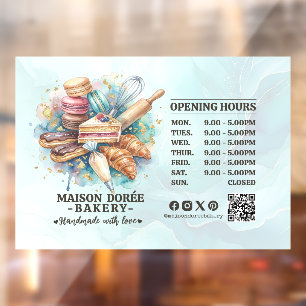 Autocollant Pour Fenêtre Pâtissier Boulangerie Traiteur Heures d'Ouverture