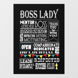 Autocollant Pour Fenêtre patron Lady merci Plaque signe merci