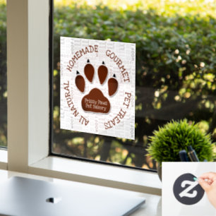 Autocollant Pour Fenêtre Patte de chien marron avec nom d'entreprise de com