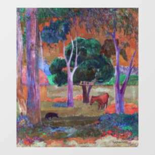 Autocollant Pour Fenêtre Paul Gauguin - Paysage avec un cochon et un cheval