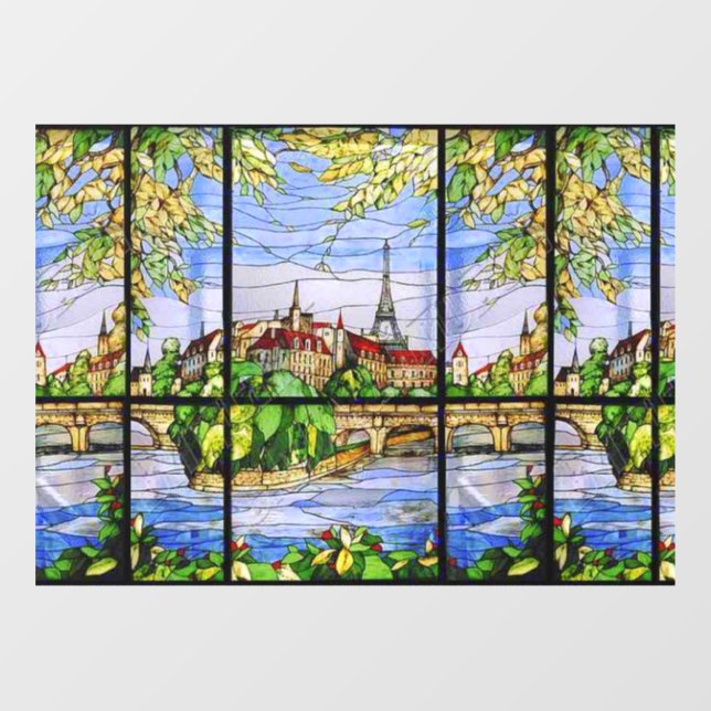 AUTOCOLLANT POUR FENÊTRE PAYSAGE PARISIEN VERRE TAMPONNÉ (Feuille)