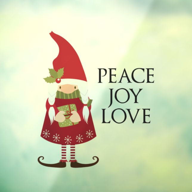 Autocollant Pour Fenêtre Peace Love Joy Girl Gnome Holiday (Feuille 3)