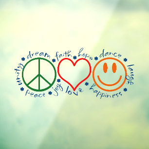 Autocollant Pour Fenêtre Peace Love Smile